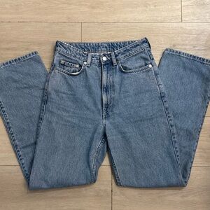 Weekday‎ Rowe Blue Flare & Wide Leg Jeans 26 100% cotton